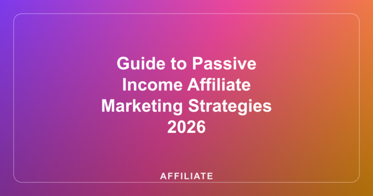 Guide to Passive Income Affiliate Marketing Strategies 2026